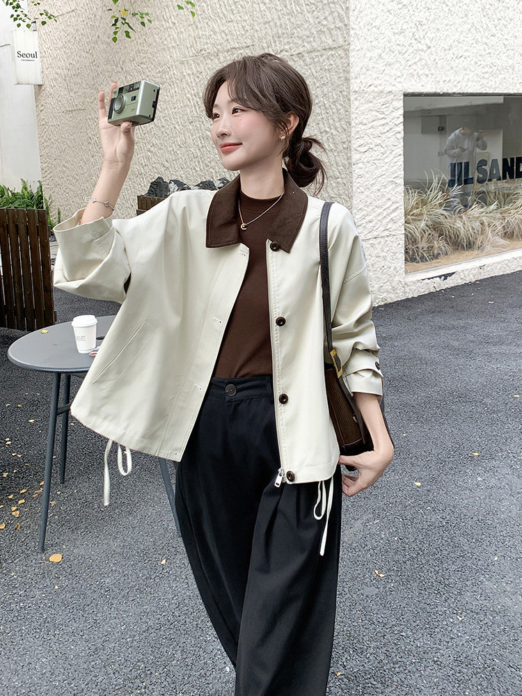 新款【现货】杏色韩系简约款192-628P160K228,女装风衣,浙宝192（原082）