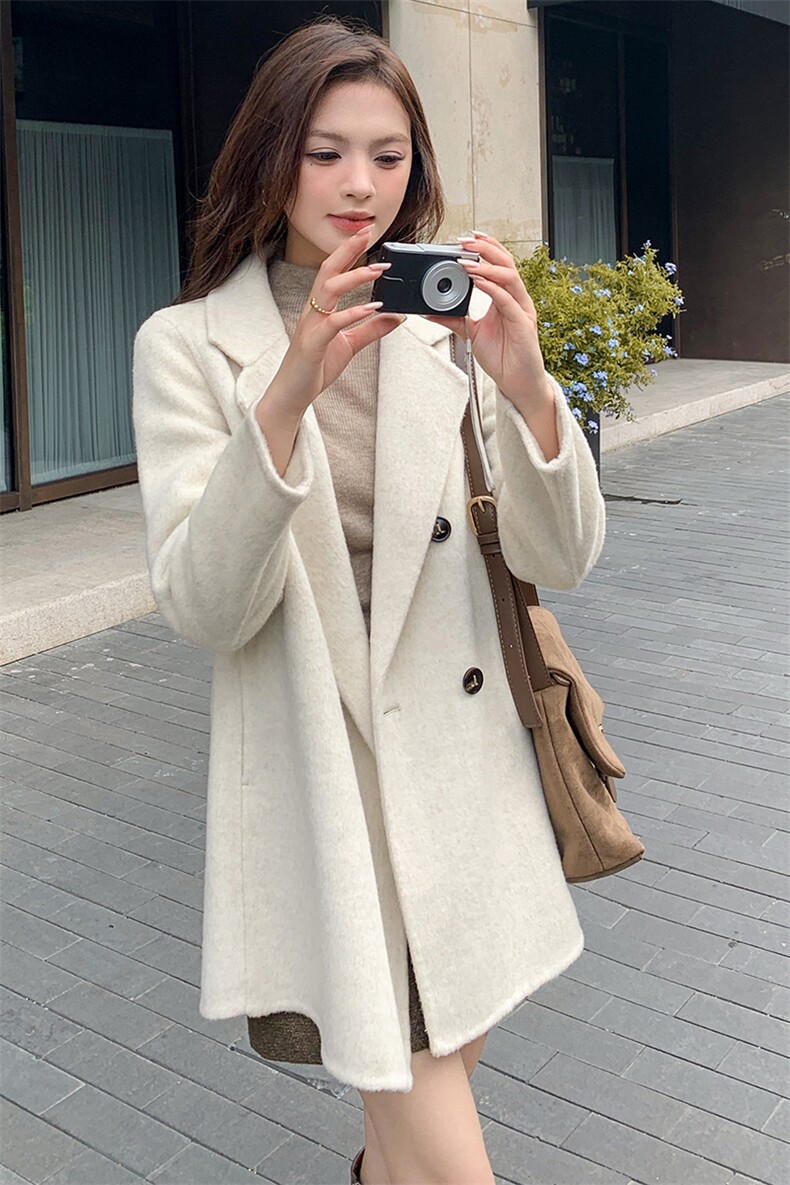 新款女装双面呢大衣绵羊毛山羊绒显瘦百搭气质优雅,女装双面呢大衣,天使之佳话