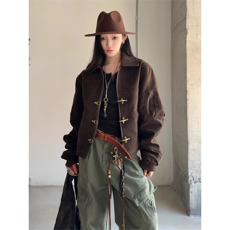 做旧仿麂皮外套众解构飞机扣夹克 JK7735 特P98图片