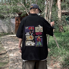 DSA028-MDS2325夏季新款港风百搭潮流印花短袖衬衫男，男装T恤，电商A028