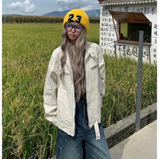 26春装高品质老钱风立领夹克外套男女美式潮牌拉链工装风宽松上衣，男装夹克，电商A486