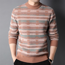 中高端精品民族风男士休闲毛衣半高领打底衫，男装T恤，钱塘207-1