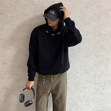 抖音得物高品质秋冬美式高街重磅结构金属装饰连帽卫衣外套XS104，男装卫衣，电商A486