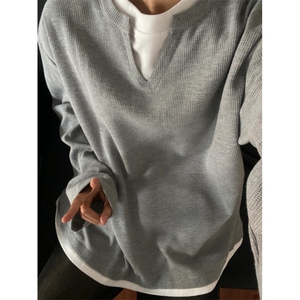 【有货】黑色假两件卫衣男春秋高级感长袖t恤内搭JD07LL-特P35图片