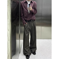 26春老钱风垂感千鸟格褶皱休闲裤西裤CK877/特P55，男装西裤，电商B350