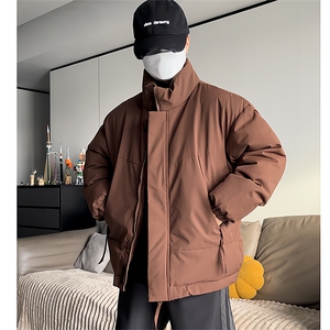 现货美式高街休闲夹克冬季立领纯色三防户外工装加厚棉服外套图片