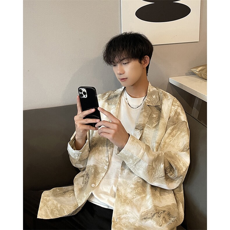 春夏港风帅气抽象涂鸦宽松男士衬衫A071-C58-P45,男装衬衫,电商A071