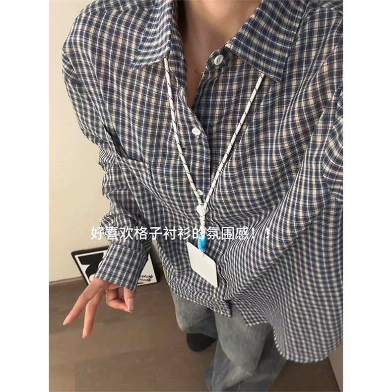 2026新款格子衬衫长袖慵懒风美式衬衣外套男女C64147-TP3059,男装衬衫,电商A102