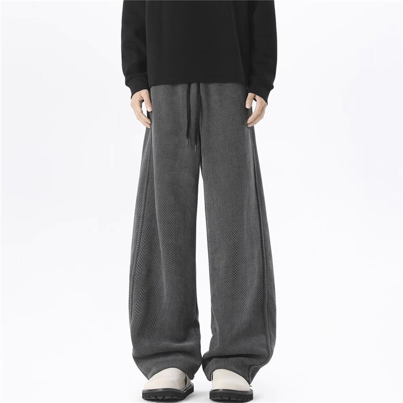 运动卫裤cleanfit直筒垂感人字纹针织裤休闲裤宽松P39YK6022，男装休闲裤，星座1112-1