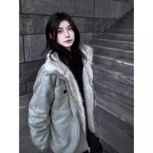 座山雕毛衣外套加绒加厚棉服毛领保暖夹克 MY390 特P128图片