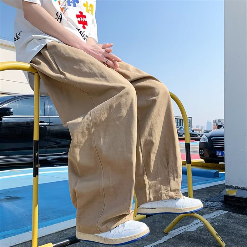 美式复古阔腿裤男女设计感小众日系宽松工装街头老爹裤K3616-p43，男装休闲裤，星座1008-1