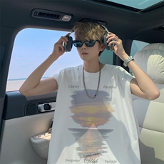 胖胖哥美式潮牌无袖背心男夏季2025新款宽松无袖坎肩T恤外穿上衣，男装背心/马甲，电商B316