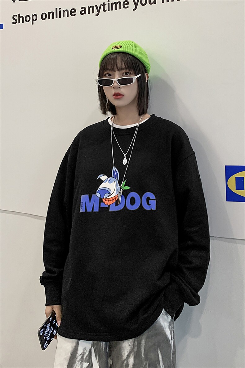 【】A003-HW3095-P45春装新款童趣卡通印花卫衣港风女模,男装卫衣,电商A003