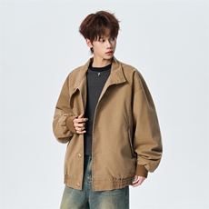 春季宽松复古做旧立领工装夹克男款潮流百搭外套XZ309JK8013P99，男装夹克，星座309（原A406）