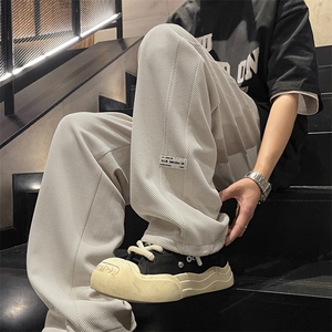 休闲简约高级百搭舒适抗皱垂感百搭时尚华夫格长裤K930特批32图片