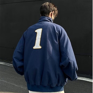 F659P100街头高级感青少年夹克男春小众工装刺绣宽松立领飞行外套图片