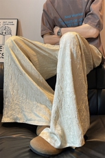 8XL-M高级感冰丝裤男诧寂风定制手工乱褶宽松阔腿拖地裤男K9152，男装休闲裤，电商D206-1