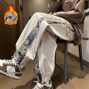 K2388特p35控58 加绒P45控68 秋冬灯芯绒加绒加厚裤子男小熊提花图片