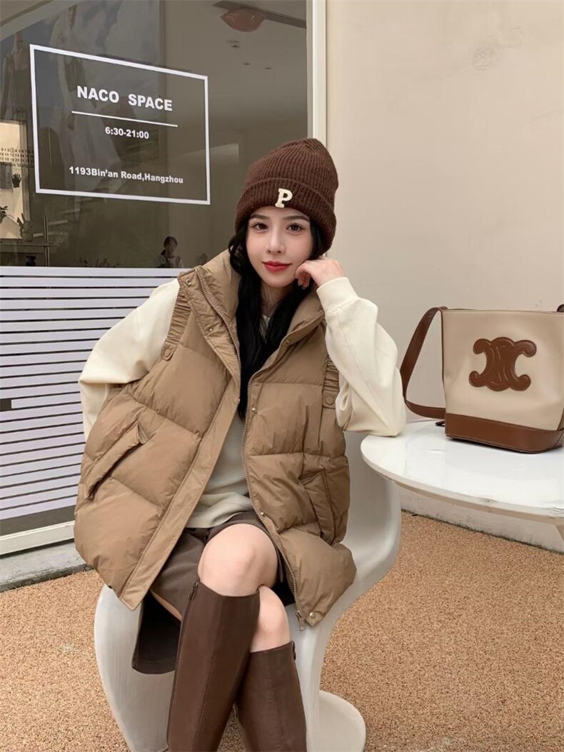 羽绒马甲女2022秋冬新款加厚保暖连帽马夹外穿坎肩，女装马甲，川哲