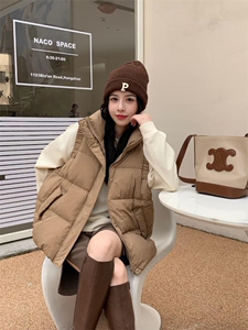 羽绒马甲女2022秋冬新款加厚保暖连帽马夹外穿坎肩图片