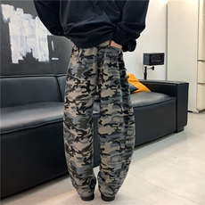 KZ116-尺码S-3XL-P45-X80-美式复古迷彩针织卫裤宽松弯刀休闲裤，男装休闲裤，星座1811B