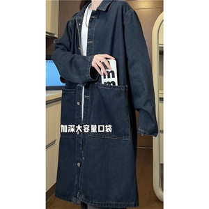 FY640-P75-控108 M-5XL现货风衣长款大码宽松过膝大衣图片
