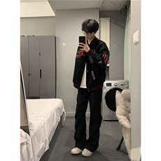 【现货】DJK1028-P70春秋新款美式复古重磅刺绣棒球服拼接夹克，男装夹克，星座603-2