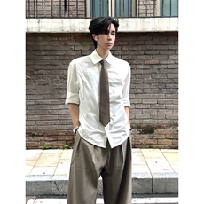 冷淡风高级感衬衫设计感小众痞帅炸街长袖衬衣男LS622-p35送领带，男装衬衫，星座1008