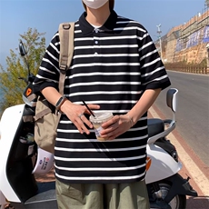 慵懒青春流行百搭短袖潮POLO衫2023日系男夏季DT98P32，男装Polo衫，星座1116-2