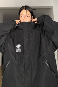 中性连帽拼接冲锋衣防风保暖加棉加厚时尚滑雪服棉衣外套M35-P125图片