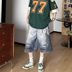 简约新款潮流美式设计感牛仔短裤男时尚日系文艺DA251-P55，男装牛仔裤，星座208-5