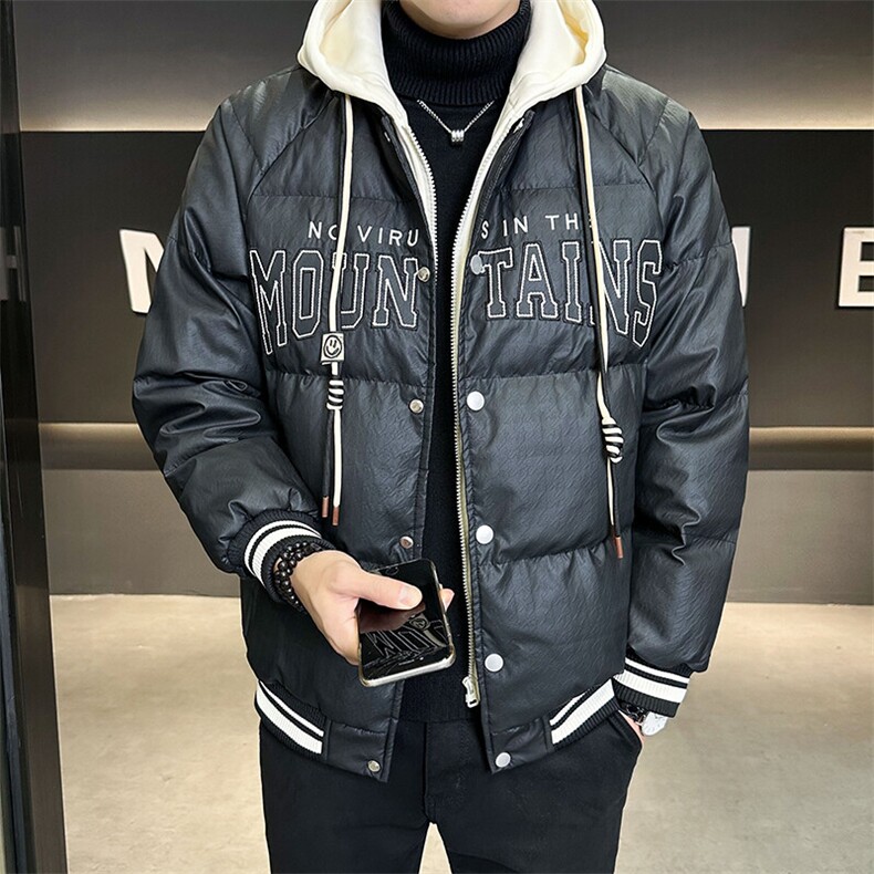 2025新款男士羽绒服假两件连帽外套B240-Y8065-P215微宽松版型,男装羽绒服,电商B240