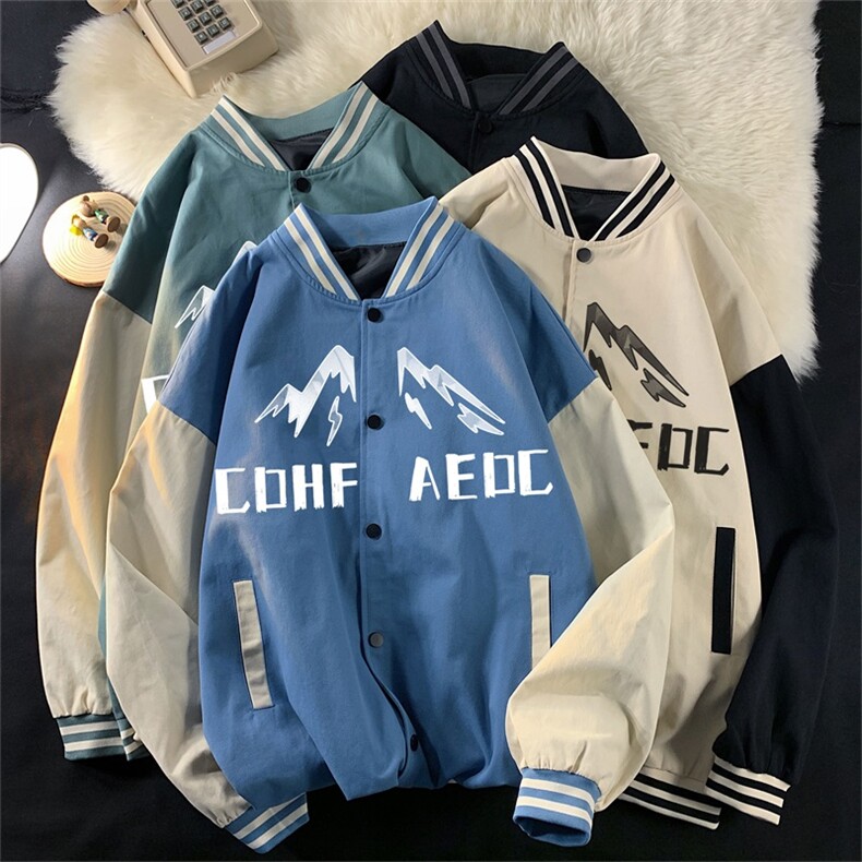 电商DSA028-JKC21P294P50新款印花棒球服外套港风休闲夹克,男装夹克,电商A028