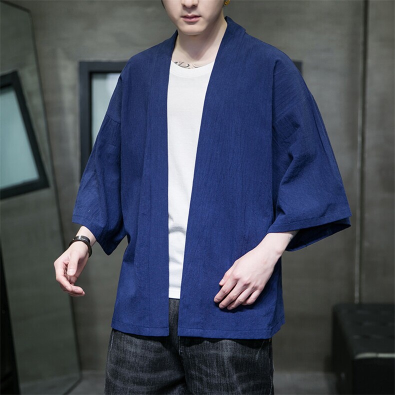 2025风时尚春夏棉麻披风开衫男宽松防晒服小众风衣-666特p25,男装风衣,星座815（原A203）
