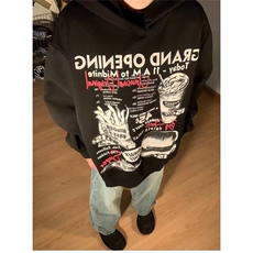美式复古汉堡薯条连帽卫衣春秋男女宽松WY632常规P43加绒P49，男装卫衣，星座208-5