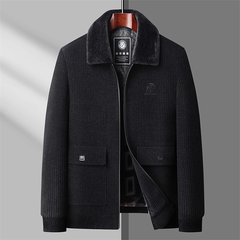 爸爸春秋款雪尼尔外套中年男士加厚秋冬装夹克中老年人爷爷上衣服，男装羽绒服，电商B212（原钱塘6029）