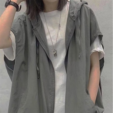 复古文艺大码连帽休闲背心马甲女春秋夏款2025新款宽松外搭马夹潮，男装背心/马甲，星座1210-1