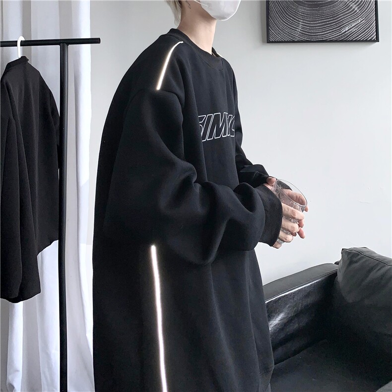 灰色重磅圆领卫衣男春秋季美式潮牌字母印花外套痞帅休闲机车上衣,男装工装外套,电商A036A