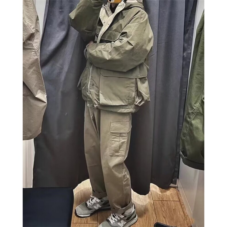 慵懒原宿简约秋季男女款时尚休闲宽腿工装裤多口袋束脚运动裤潮流图片