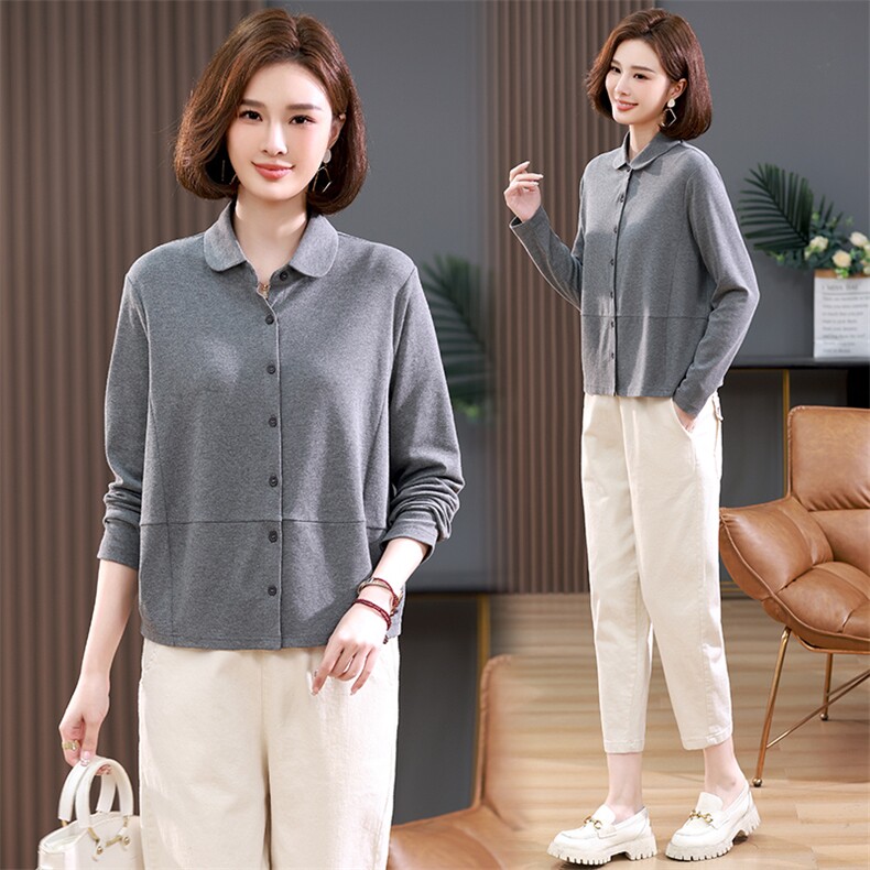 晓说简约气质版型超赞加厚双面德绒翻领衬衫女T恤显瘦打底衫春，女装短外套，阿丹