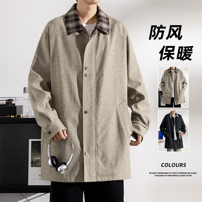 大码休闲翻领风衣外套 8569-P80控169大码元图片