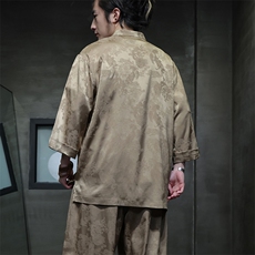 风新中式七分袖衬衫立领大码男士上衣CS100-P55，男装衬衫，电商A008