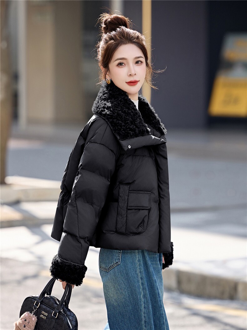 羽绒服女2026冬季新款时尚小个子短款气质今年流行曝款大翻领外套,女装羽绒服,意芙