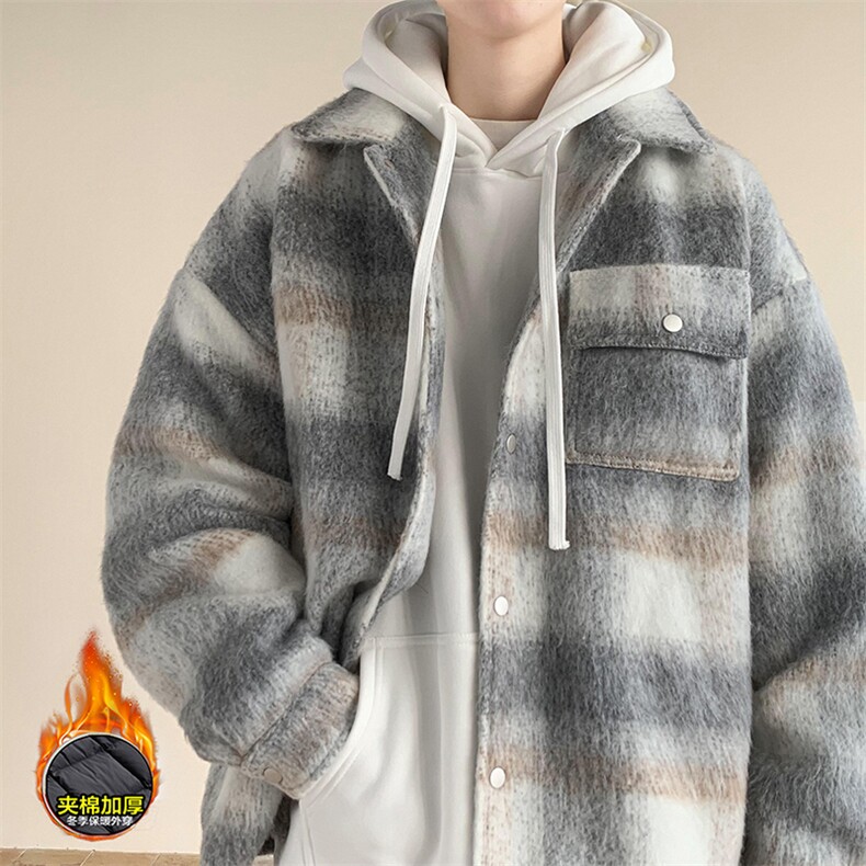 【新增夹棉】MY111-P108控138夹棉P118毛呢格子红大衣加厚外套，男装毛呢大衣，电商D232