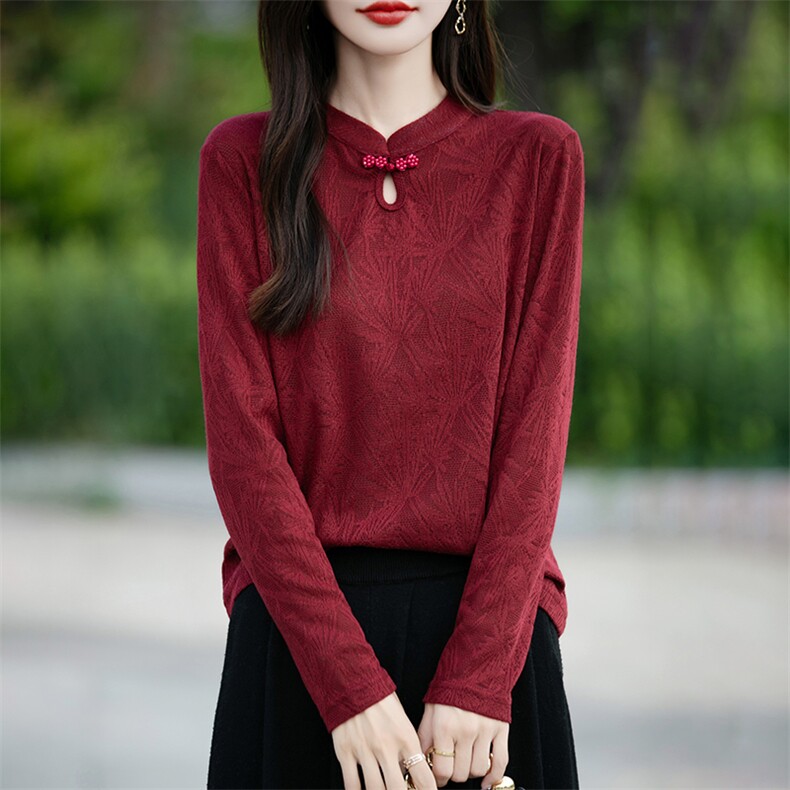 女士秋冬时尚镂空花纹打底针织衫简约休闲显瘦长袖毛衣,针织衫/毛衣,绒宛羊绒