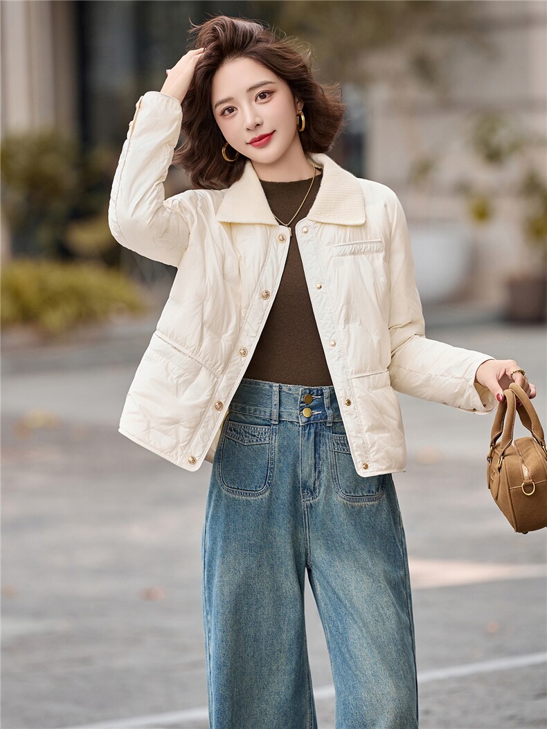 羽绒服2025新款白鸭90绒韩版时尚小个子外套,女装羽绒服,玖莱伊