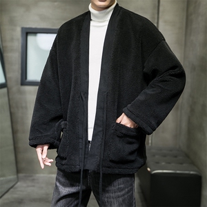 冬灯芯绒拼接风男羊羔毛唐装汉服棉衣棉袄道袍外套 M700/P130图片