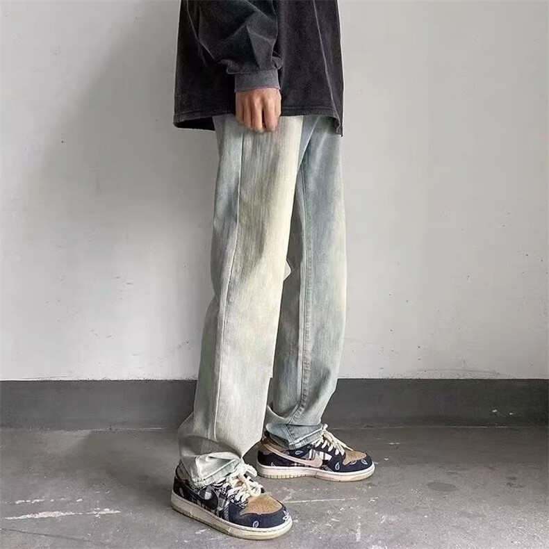 牛仔裤男长裤青春流行潮流新款水洗潮时尚拉链百搭春季直脚简约,男装牛仔裤,星座715-4