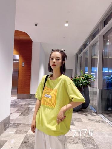 2021夏季新款短袖彩条工艺印花卫衣,女装卫衣/绒衫,柏旺阁