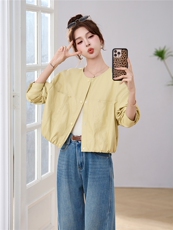 2026年春季时尚百搭宽松超软皮衣夹克外套，女装短外套，深水步